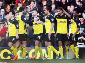 Mathias Ranegie hyllas av lagkamraterna efter sina två mål mot Blackpool senast